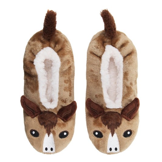 Platinum Ladies Fluffy Footsie Slippers: Horse