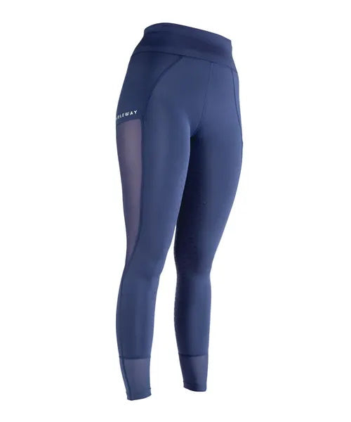 Bridleway Ladies Paige Mesh Riding Tights Navy