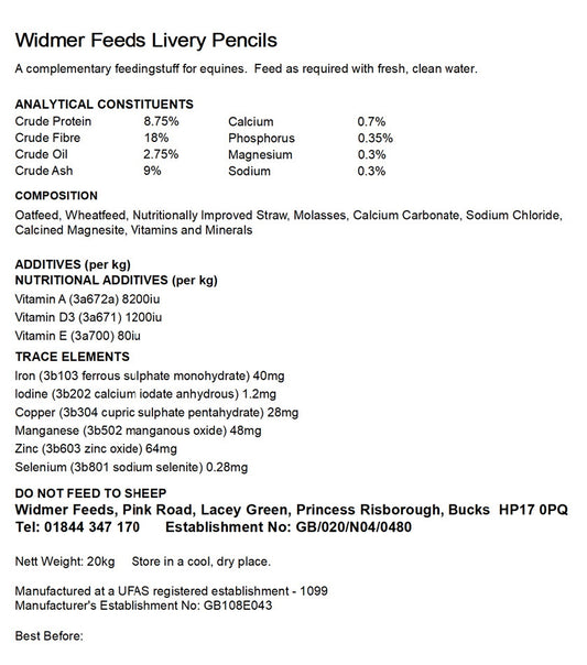 Widmer: Livery Pencils 20kg