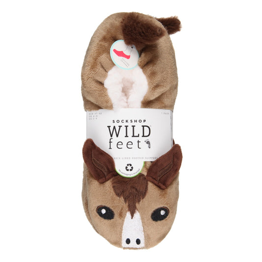 Platinum Ladies Fluffy Footsie Slippers: Horse