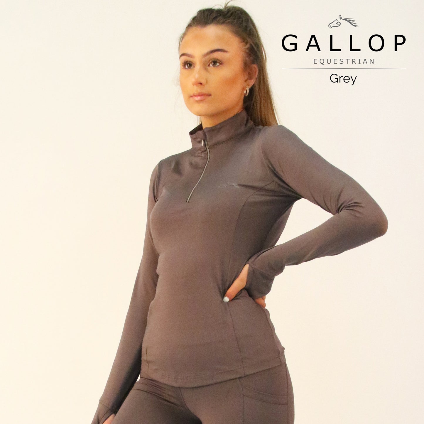 Gallop Zip Neck Base Layer Grey