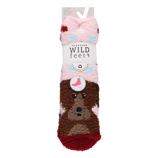 Platinum Jnr 2 Prs Hanging Fluffy Socks: Dog