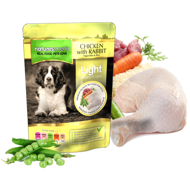 Natures Menu: Adult Light Pouch Chicken Rabbit Veg & Rice 300gm