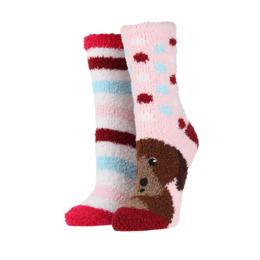 Platinum Ladies 2 Prs Hanging Fluffy Socks: Dog