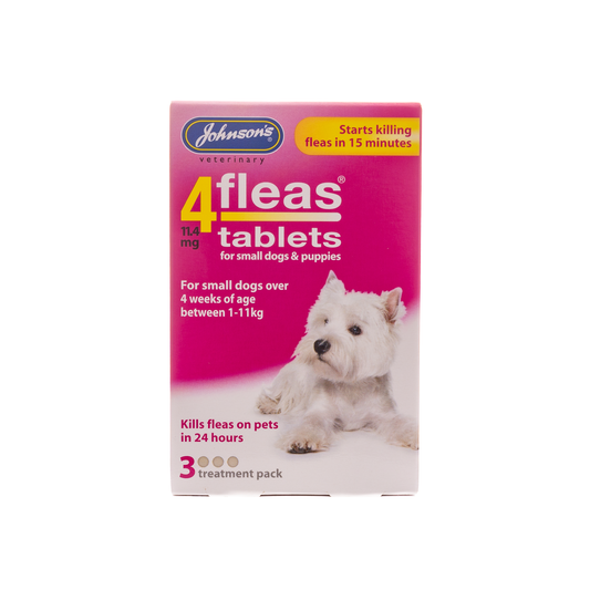 Johnsons: 4 Fleas Tablets For Puppies & Small Dogs Up To 11kg 3''s