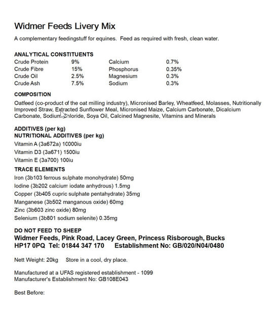 Widmer: Livery Mix 20kg