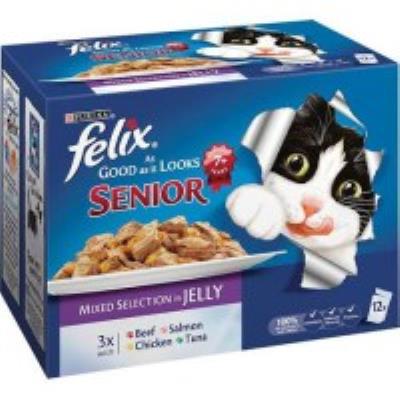 Felix Cij Pouch Senior Fish & Meat Selection 12 x 100g