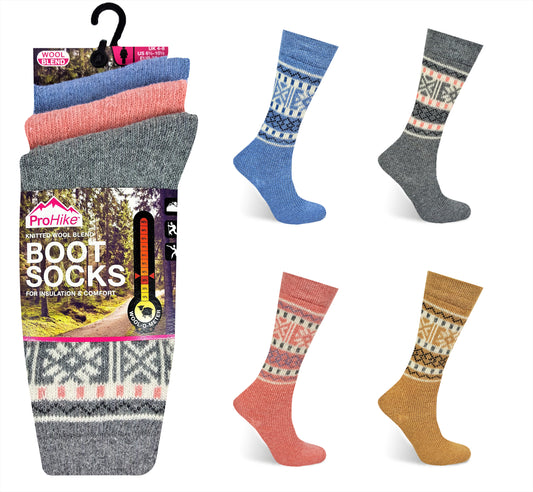 Otterdene Ladies 3 Pack Printed Boot Socks