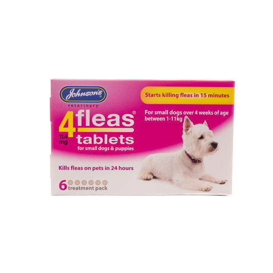 Johnsons: 4 Fleas Tablets For Puppies & Small Dogs Up To 11kg 6''s