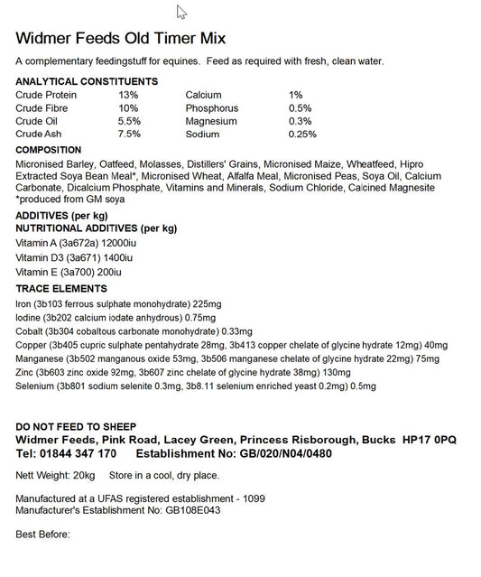 Widmer: Old Timer Mix 20kg