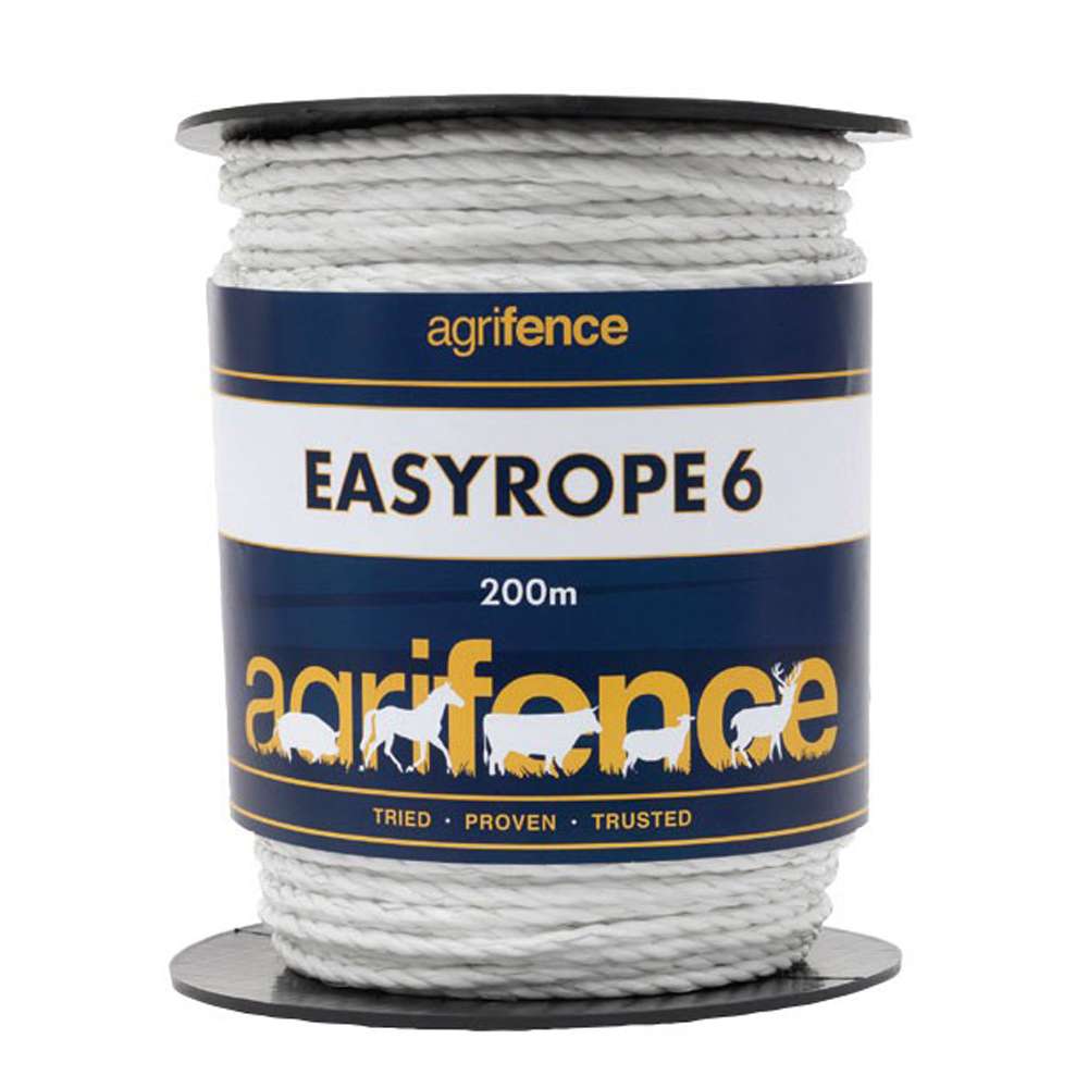 Agrifence: Easyrope 6 White Paddock Rope 200m