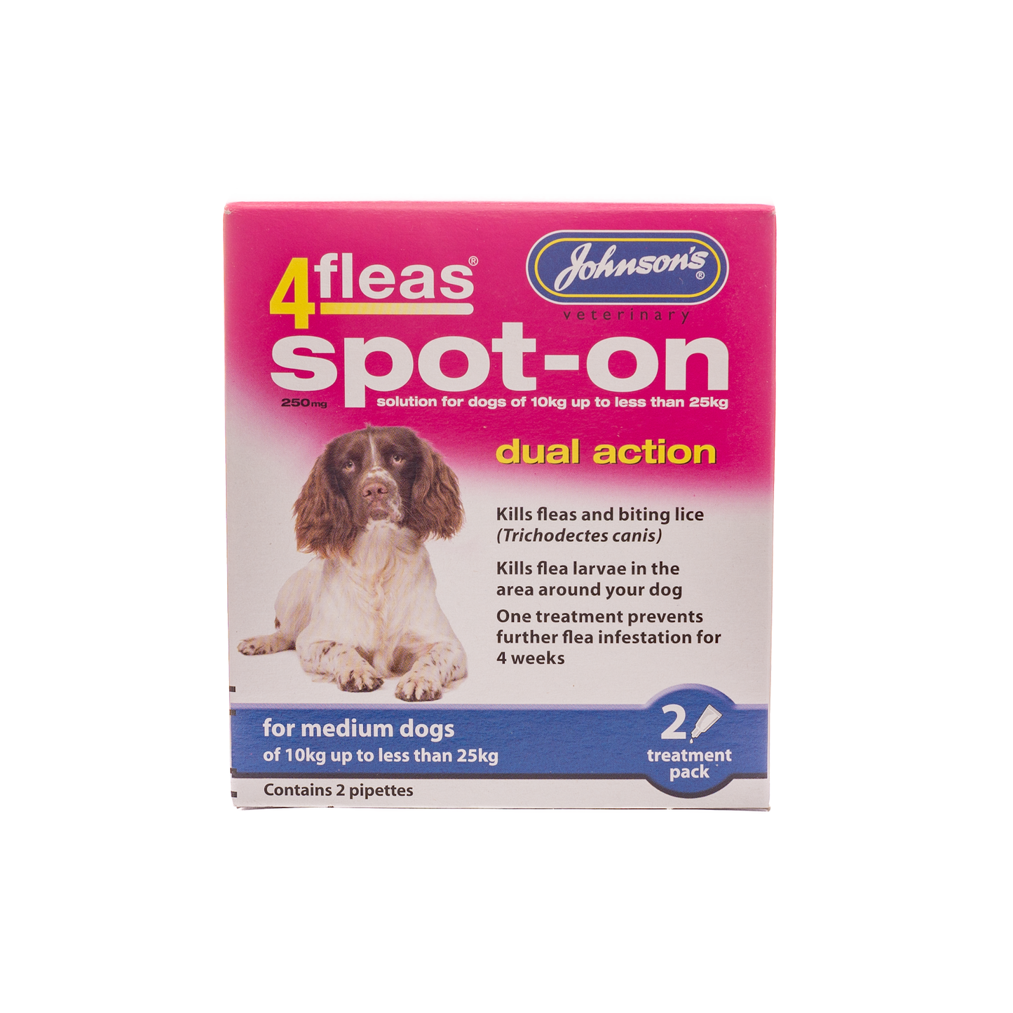 Johnsons: 4 Fleas Spot-on For Dogs 10-25kg 2 Treatments