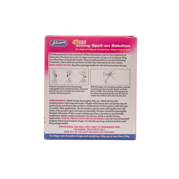 Johnsons: 4 Fleas Spot-on For Dogs 10-25kg 2 Treatments