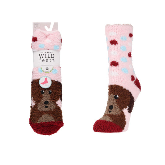 Platinum Jnr 2 Prs Hanging Fluffy Socks: Dog