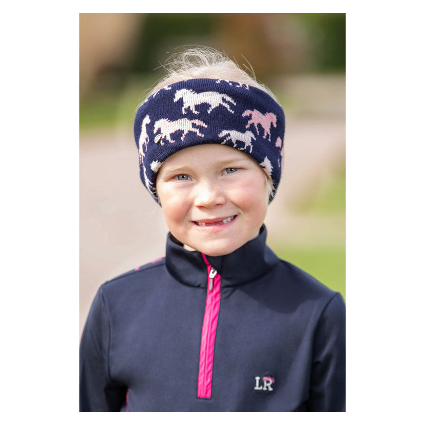 Hy Equestrian Flaine Childrens Headband: Navy/Pink