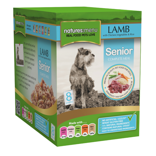 Natures Menu: Senior Pouch Lamb Veg & Rice 8x300gm