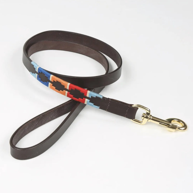 Drover Polo Dog Lead Turq/Red/Orange/Blue