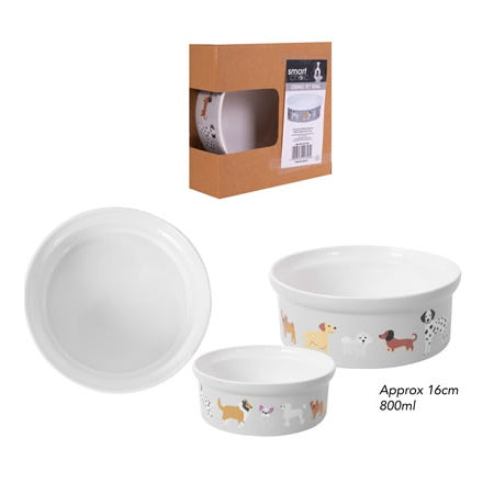 Smart Choice: Ceramic Dog Print Pet Bowl 16x6cm