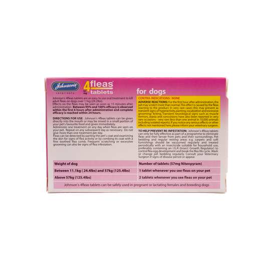 Johnsons: 4 Fleas Tablets For Dogs Over 11kg 3''s