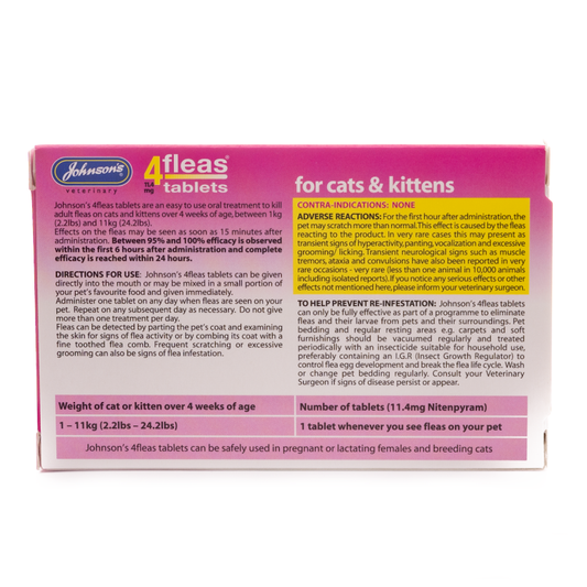 Johnsons: 4 Fleas Tablets For Cats & Kittens 3''s