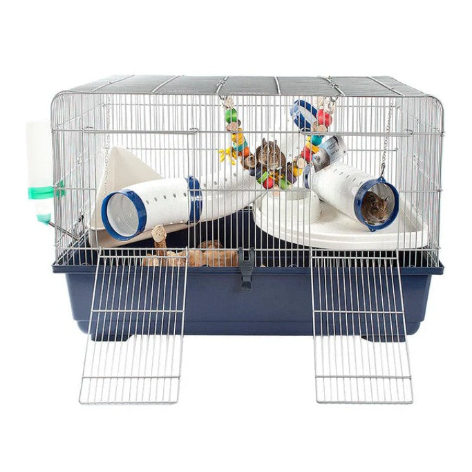 Sky: Ricky Rodent 80 Rat Hamster Guinea Pig & Degu Two Storey Navy House