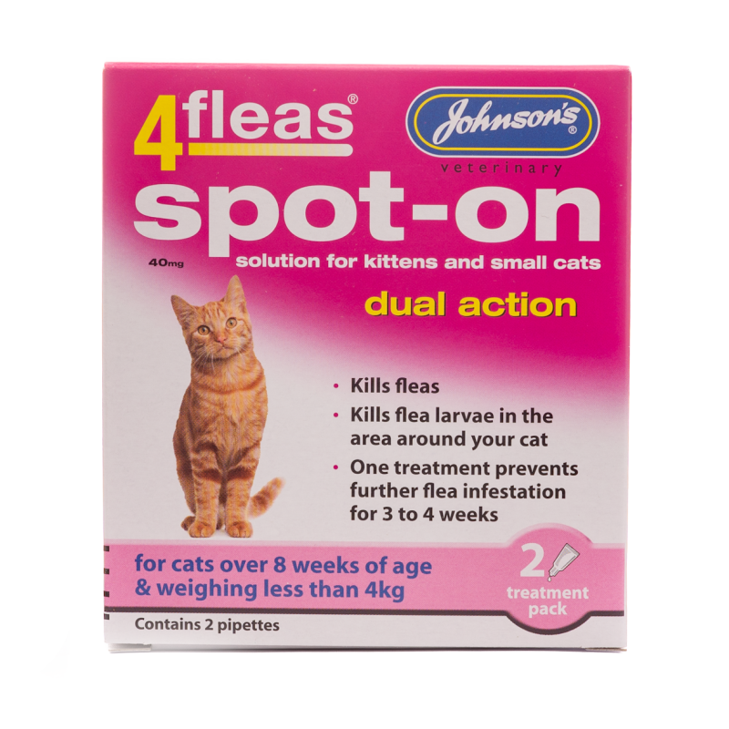 Johnsons: 4 Fleas Spot-on For Cats Under 4kg 2 Treatments