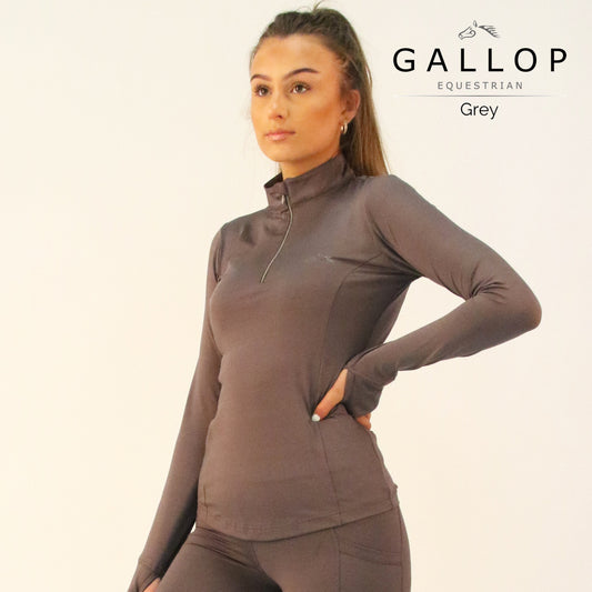 Gallop Zip Neck Base Layer Grey