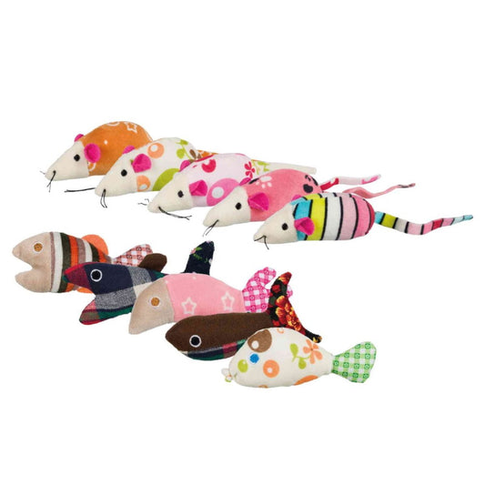 Trixie: Mouse Or Fish Plush Fabric With Catnip 9-12cm