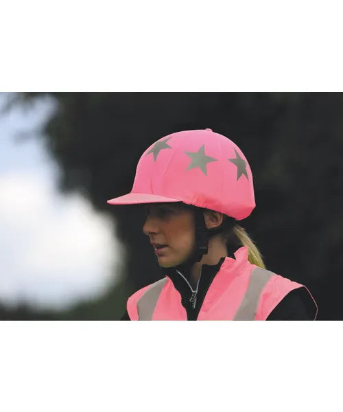 Equiflector Hat Silk, Big Stars: Pink