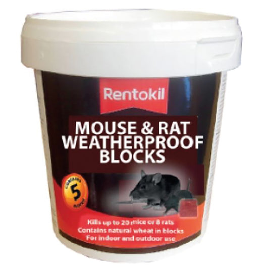 Rentokil Mouse & Rat Weatherproof Blocks - 5 Pack