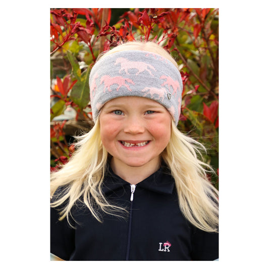 Hy Equestrian Flaine Childrens Headband: Grey/Pink