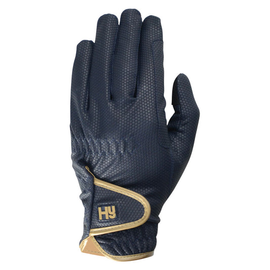 Hy Equestrian Cottenham Elite Navy/Gold Riding Gloves
