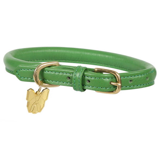 Digby & Fox Rolled Leather Dog Collar Green