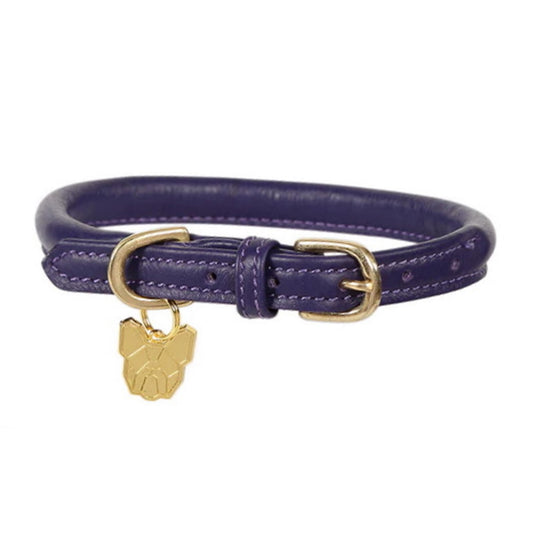 Digby & Fox Rolled Leather Dog Collar Purple