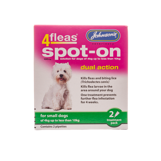 Johnsons: 4 Fleas Spot-on For Dogs 4-10kg 2 Treatments