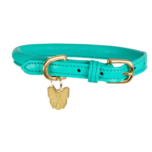 Digby & Fox Rolled Leather Dog Collar Teal