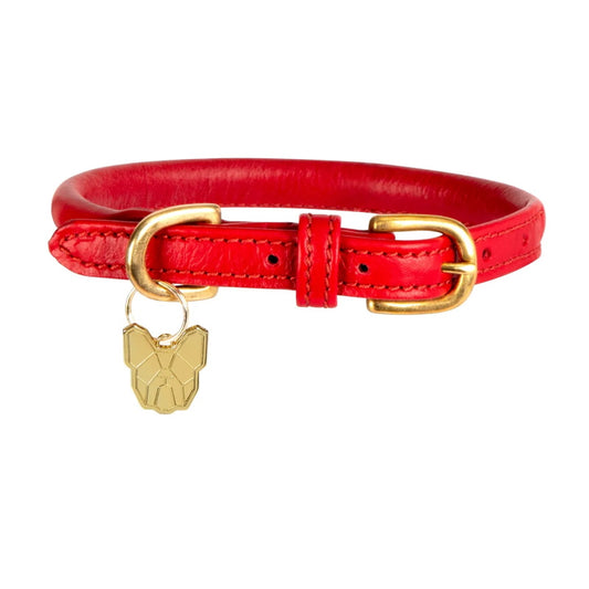Digby & Fox Rolled Leather Dog Collar Red