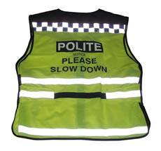 Equisafety Polite Waistcoat "Please Slow Down"