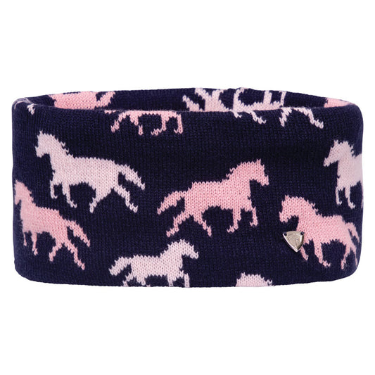 Hy Equestrian Flaine Childrens Headband: Navy/Pink