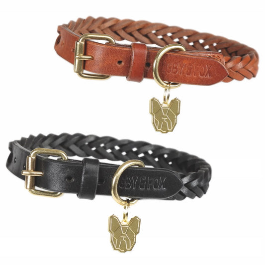 Digby & Fox Plaited Dog Collar Black