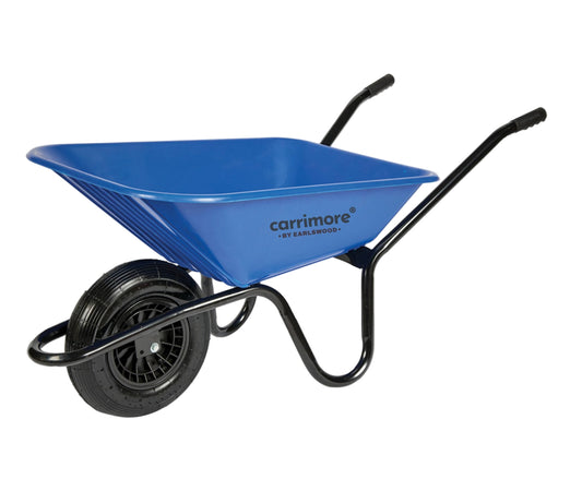Wheelbarrow: Carrimore Super Blue Assembled With Puncture Proof Yellow Wheel 90ltr