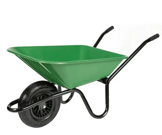 Wheelbarrow: Carrimore Super Green Assembled With Puncture Proof Yellow Wheel 90ltr
