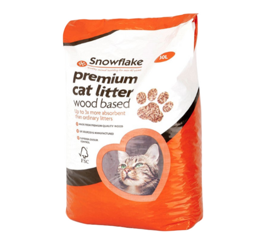 Snowflake: Premium Cat Wood Pellet Litter 30ltr