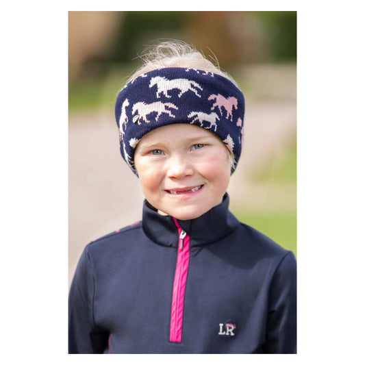 Hy Equestrian Flaine Childrens Headband: Navy/Pink