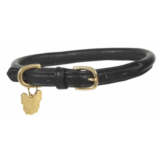 Digby & Fox Rolled Leather Dog Collar Black