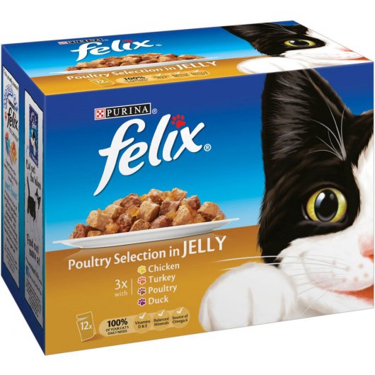 Felix: Poultry Selection In Jelly Pouch 12x100gm