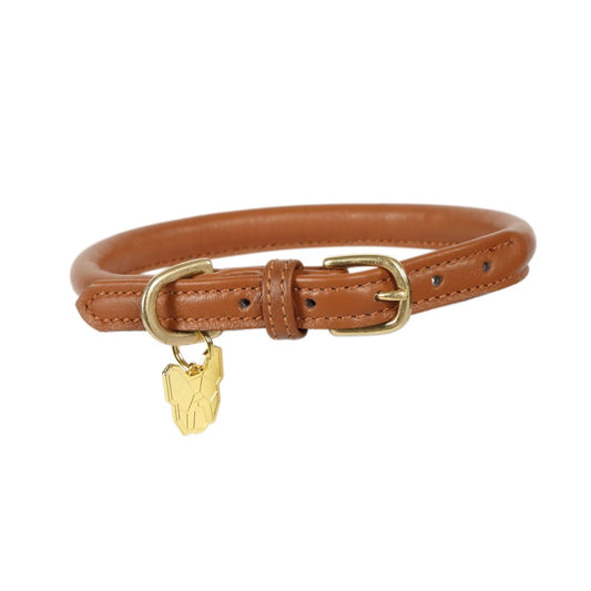 Digby & Fox Rolled Leather Dog Collar Tan
