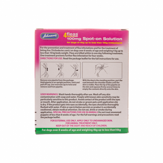 Johnsons: 4 Fleas Spot-on For Dogs 4-10kg 2 Treatments