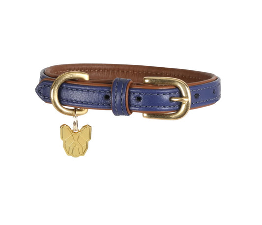 Digby & Fox Padded Leather Dog Collar Navy