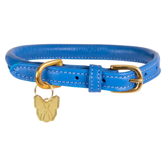 Digby & Fox Rolled Leather Dog Collar Blue